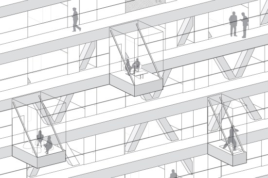 Balconies protrude into central courtyard.