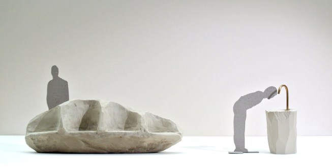 Study models 1/20 of the public bench and drinking fountain.