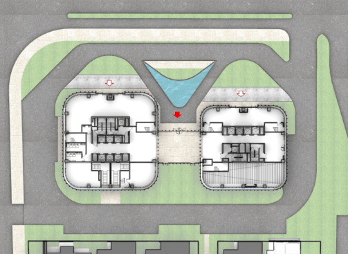 Circulation diagram of twin towers 