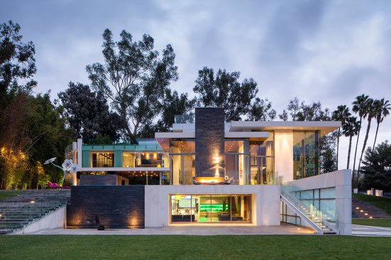 Luxury modern Beverly Hills home with entertainment level and pool terrace.