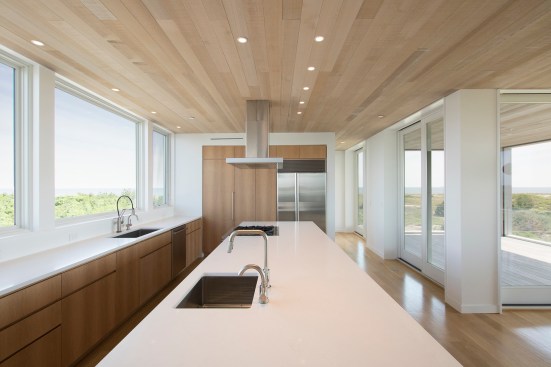Open kitchen with large island and custom built-ins