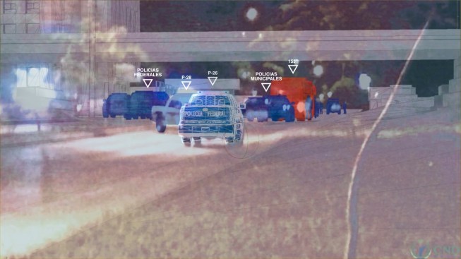 From Forensic Architecture's case "The Enforced Disappearance of the Ayotzinapa Students," the firm used available photographic evidence from the scene to inform their 3D models.