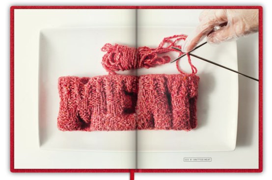 Inside The In Vitro Meat Cookbook by Koert van Mensvoort.