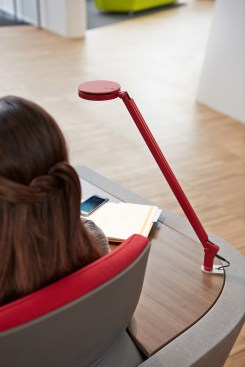 The unit also includes a user-controlled tasklight with an adjustable arm.