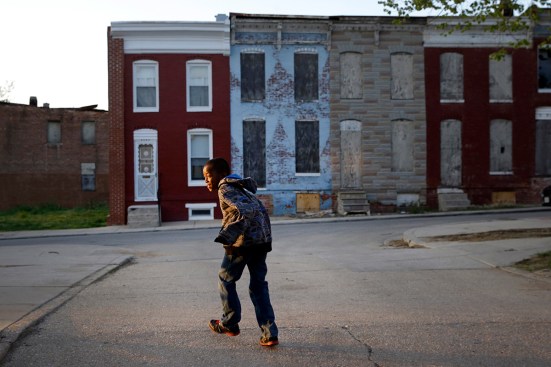 Baltimore buildings near the intersection where Freddie Gray was arrested. (April 24, 2015)