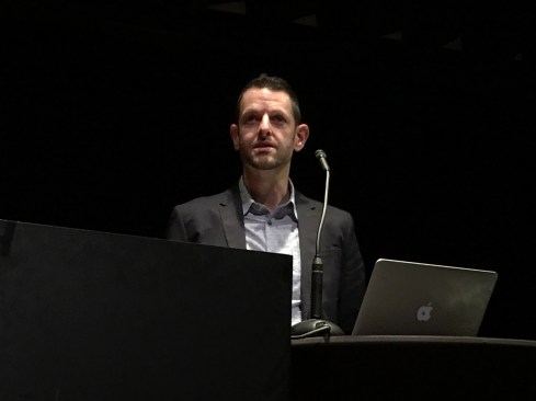 Harvard University researcher Jeff Karp presents at