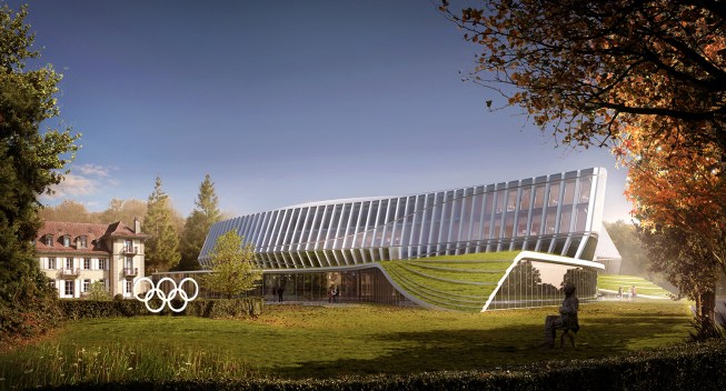 IOC Headquarters is designed to integrate into its green, parklike site.