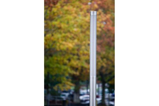 Light Column Pedestrian Lighting shown with 180 degree perforated shield at Pierce College Fort Steilacoom, Lakewood, Washington