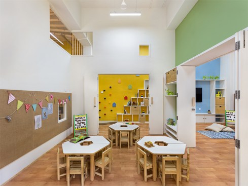 A view of the classroom with sliding folding doors for better connectivity