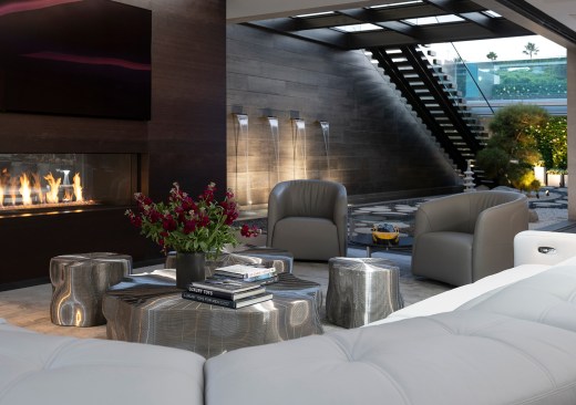 Serenity Indian Wells luxury mansion home theater courtyard with modern landscape design