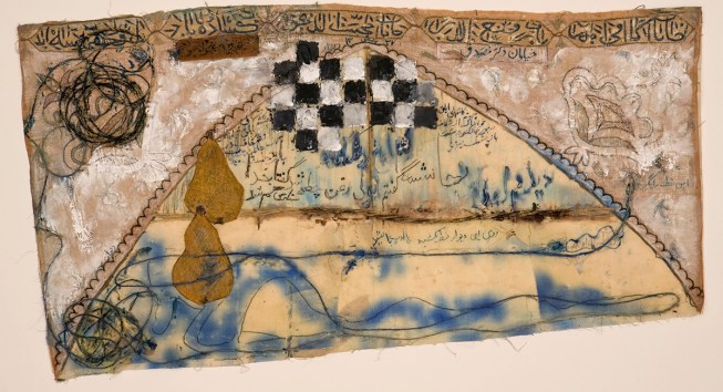 Wall (1958)Siah ArmajaniInk, fiber, watercolor, twine on clothCollection Kristi and Dean Jernigan