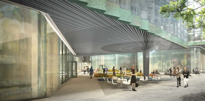 Rendering of west lobby entrance (July 2015).