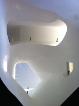 Interior galleries in the model result from carved spaces.