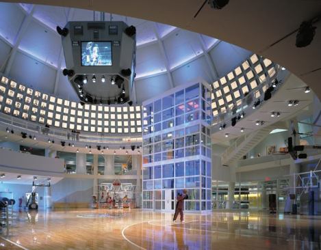 Naismith Memorial Basketball Hall of Fame, Springfield, Mass., Gwathmey Siegel & Associates Architects, 2002 (interior)