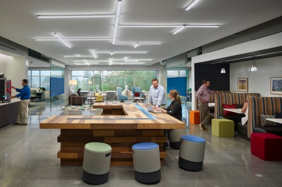 Gensler designed a mix of work space typologies in a single plan at Capital One's West Creek Campus, in Richmond, Va.