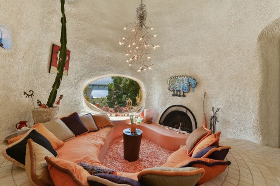 The conversation pit on the first floor.