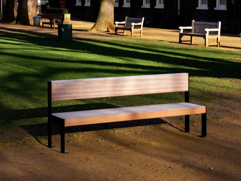 Bench 101. The colour of the wood changes by time and weather. 