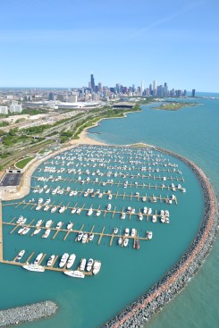 Aerial view of the marina.