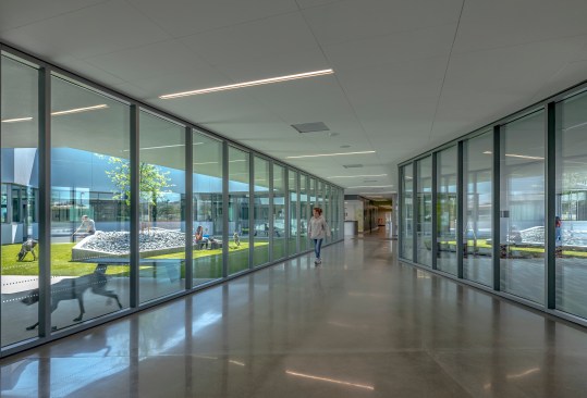 The new Animal Services Center is a state-of-the-art animal care campus that functions in a park-like setting, providing innovative and sustainable building systems and amenities. The facility combines multiple uses into one: animal shelter and barn, animal clinic and surgery rooms, animal control and administration, and an community center assembly space.