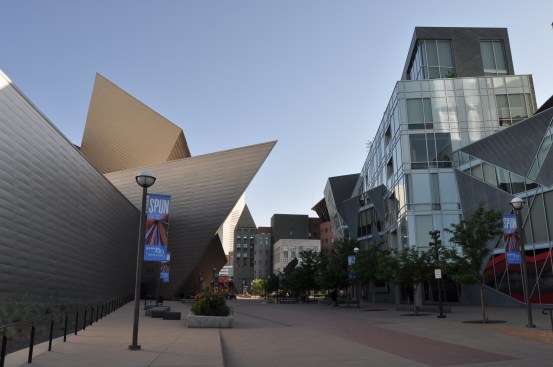 Frederic+C.+Hamilton+Building+(left)%2c+Denver+Public+Library%2c+by+Michael+Graves+(center)%2c+Museum+Residences%2c+by+Studio+Daniel+Libeskind+(right)