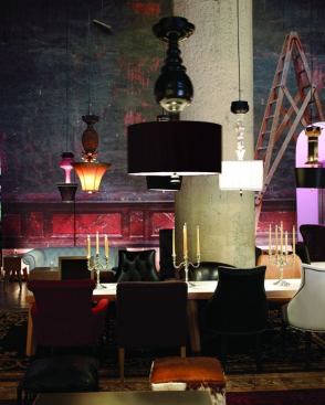 Though the footprint of the space is relatively small, the use of continuous drapery of an 'old world' unfinished gallery, envelopes the club creating the artificial illusion of a much larger space. Backlighting of the printed translucent imagery further enhances this effect by increasing the three dimensional highlights and shadows.