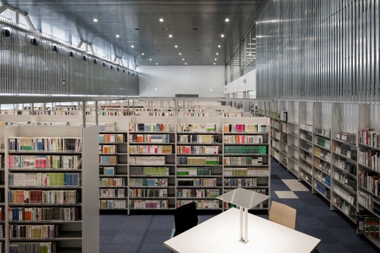 Interior covered with metal louvers.