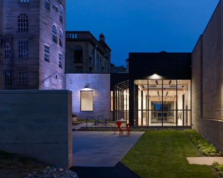 Courtyard provides an inviting space leading to the new entry.