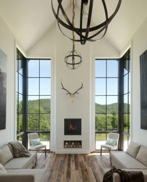 Living room with floor-to-ceiling windows