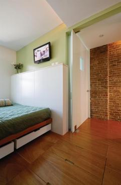 The apartment has only one real bedroom.