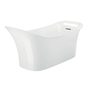 Hansgrohe  A freestanding tub in a master bath is derivative these days, unless you specify something as dramatic as the Axor Urquiola. Designed by Spanish architect Patricia Urquiola, the tub is made from cast marble that has a gel-coated finish. It even has an integrated towel holder. But you’ll have to pony up $8,800 if you want one. 
www.hansgrohe.com.