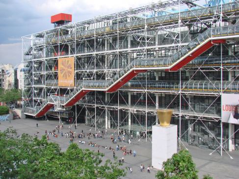 The west façade of the Centre Pompidou in Paris.