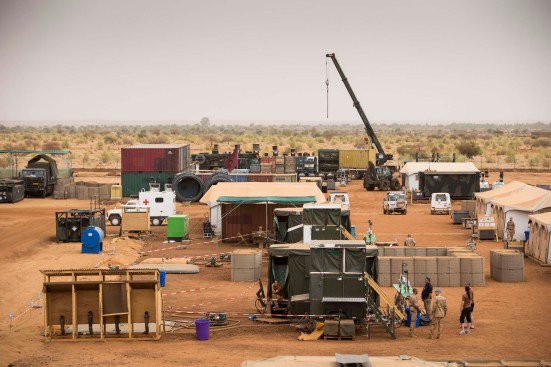 Mali, Gao, VN Missie Minusma. 2 mei 2014Het in aanbouw zijnde Nederlandse MINUSMA "Kamp Castor" nabij de Malinese stad Gao.