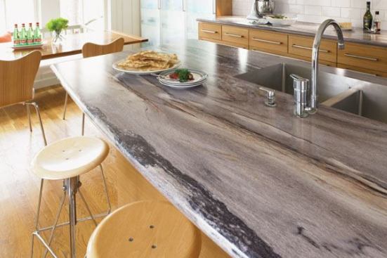 Formica says its new 180fx collection of laminates is closing the gap between real and faux. Five natural-stone designs, including Dolce Vita (shown), feature a premium-level, softly polished Etchings finish, and highlights from tiny fissures reminiscent of real granite and stone. New edge treatments enhance the material's realism, with IdealEdge decorative lamiante edges suitable for curved, clipped, or 90-degree corner installations. 
formica.com