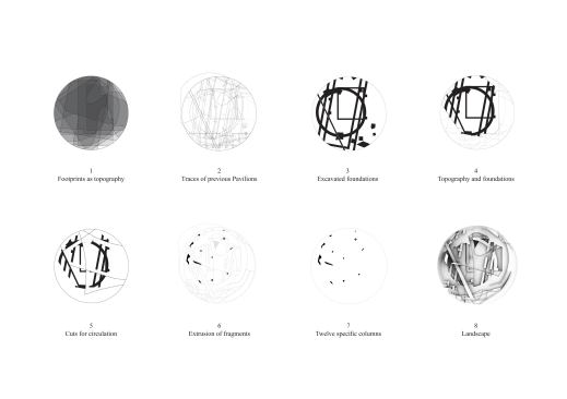 Diagrams of foundation excavations and resulting form