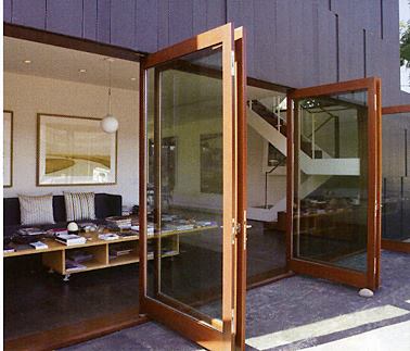 Folding doors allow views of the backyard and allow cross ventilation.