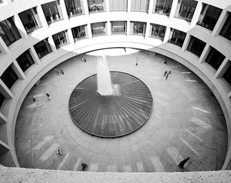 View of the fountain plaza from above