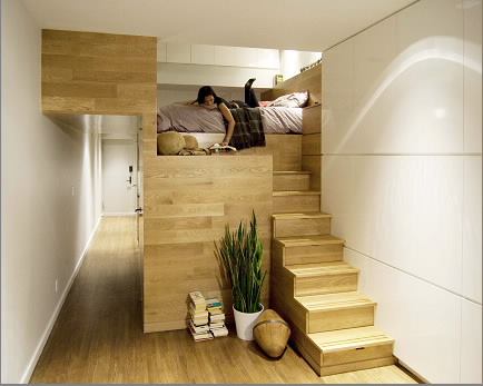 East Village Studio - Brooklyn, NY Living and working in just under 500 square feet, the client had been pushing the limits of what his East Village studio would accommodate. The goal, they decided, should be to let his living patterns sculpt and mold the space to create an elegant and efficient environment.
Architect: Jordan Parnass Digital Architecture