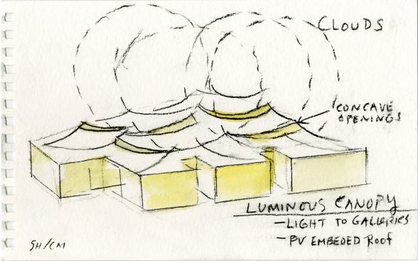 Steven Holl Architects, Luminous Canopy, watercolor on paper, 2013.