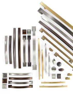 Some of Amerock’s pulls, including the Candler, Extensity, and Essential’z collections (shown), are now available in 3-inch to 18-inch sizes. Amerock, www.amerock.com. 800.435.6959.