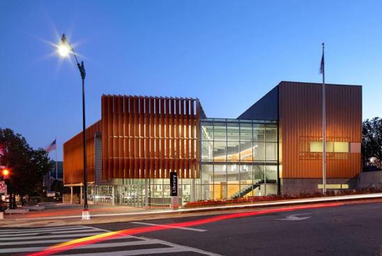An exterior view of the building.