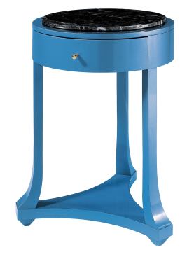The Gueridon side table is small at 26-inches tall, 8-inches wide, and 18-inches in diameter, but its colored lacquer coating brings the timeless design into the present.