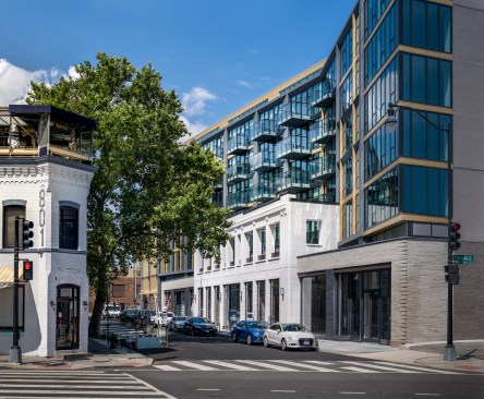 A view from popular Florida Avenue NW shows how J Linea's polished accents call attention to the side street.