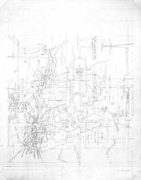 'Micromegas Studies' by Daniel Libeskind, 1978; graphite on paper