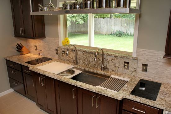 The Galley Sink’s two sliding tiers incorporate cutting boards, colanders, a drying rack, and stainless steel bowls along with usable stainless steel sink space and storage for dirty dishes. The sink is available in 7-foot, 5-1/2-foot, and 4-foot lengths, and as an undermount or apron front with granite, marble, or wood surface options. Galley Sink, www.thegalleysink.com; 918.794.2700.