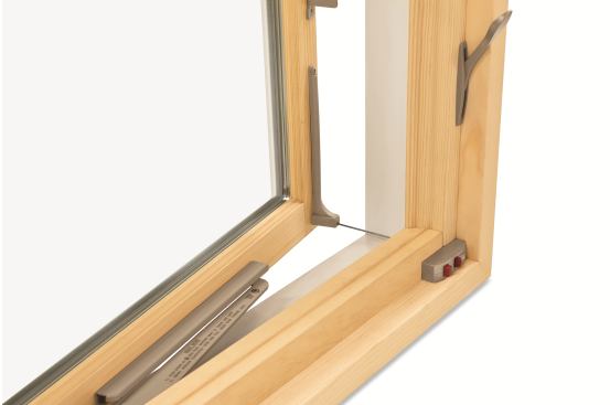 An option on casement windows, the company’s Window Opening Control Device limits opening to 4 inches or less when the sash is opened to prevent children from harm. The device may be disengaged, allowing for further operation to full opening and automatically reengages when the sash is fully closed. Marvin Windows & Doors. 
www.marvin.com.