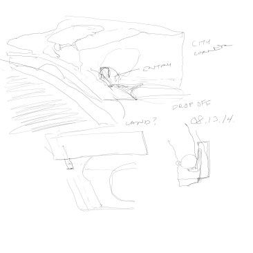 Sketch of Entry Sequence From North Pedestrian District