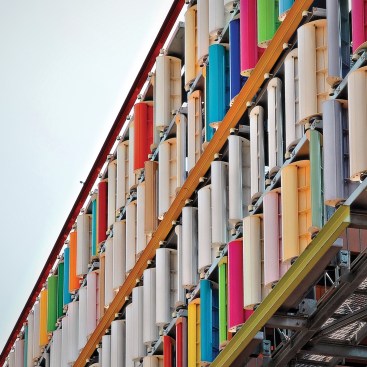 The Eco-Curtain wind-harvesting façade by Inaba Electric Works, in Nagoya, Japan, is among a new class of radical sustainable interventions in the built environment.
