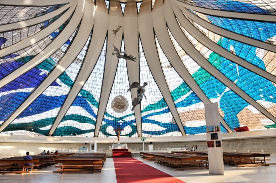 Cathedral of Brasília, Brasília, Brazil, 1960. Interior.