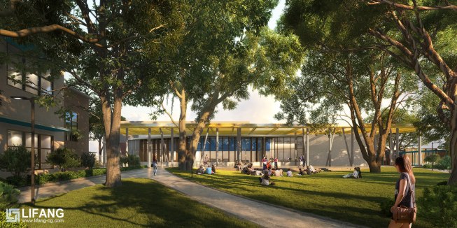 Lifang exterior rendering by the university