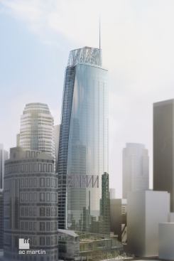 The Wilshire Tower in downtown Los Angeles will rise 73 stories and 1,100 feet.